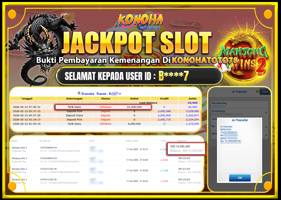 KONOHATOTO78 JACKPOT MAHJONG WINS 2 Rp.21.200.000,- LUNAS